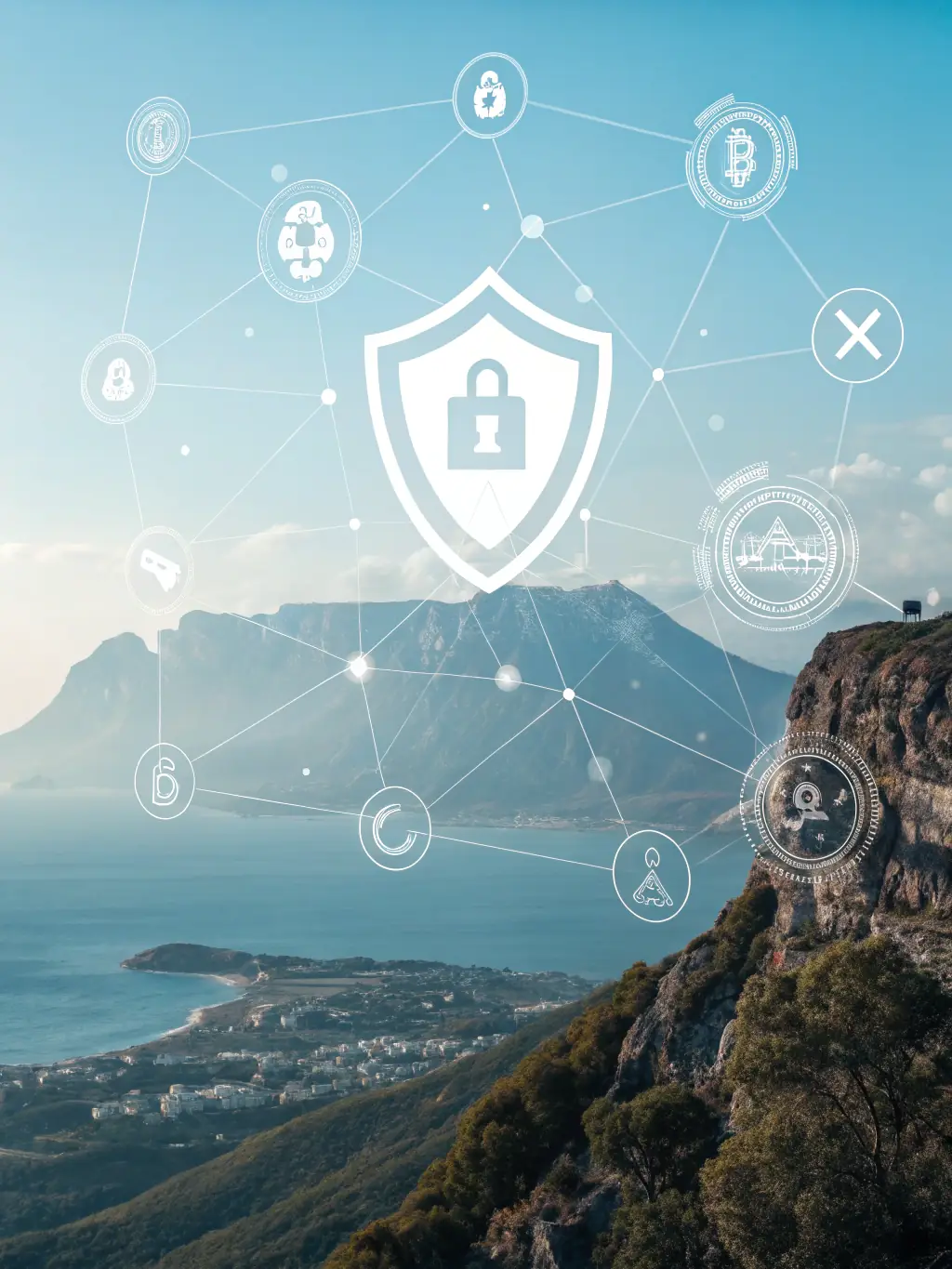 A visual representation of a virtual card with multiple layers of security protocols, emphasizing encryption and fraud protection.