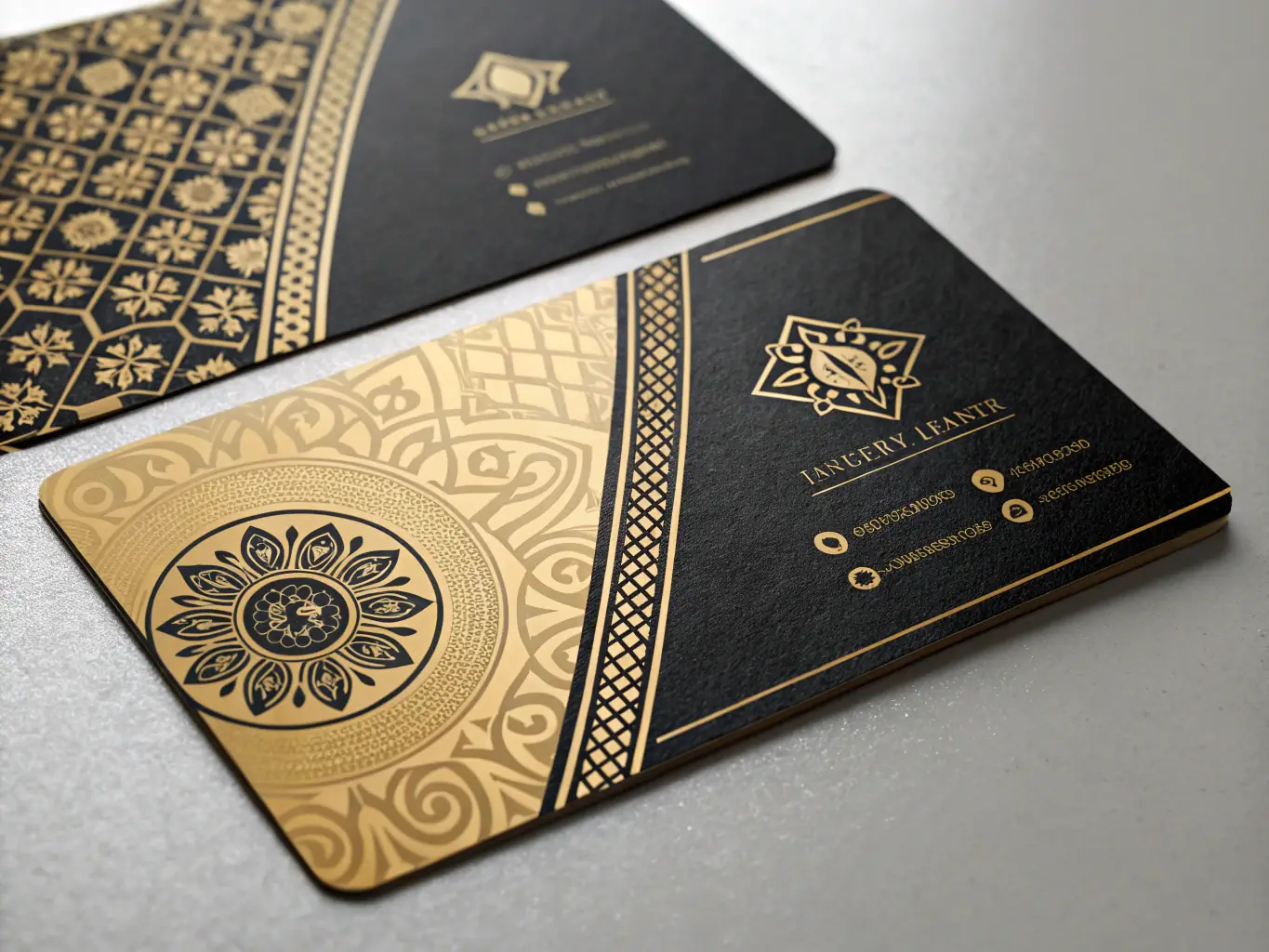 A professional virtual card design with a sleek, black background and gold accents, symbolizing the premium nature of the AspireApp Premium Business Card. The card displays a unique card number, expiration date, and customizable name field in a sophisticated font.